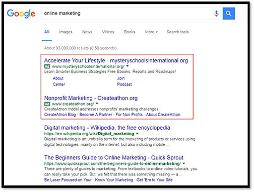 Google Adwords Homepage Results Inbound Marketing